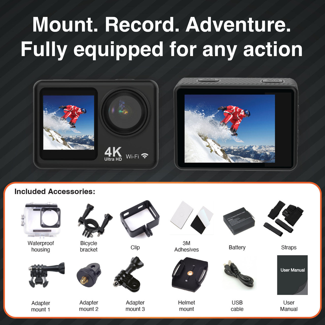 Navig8r Trek 4K Dual Screen Action Camera 8