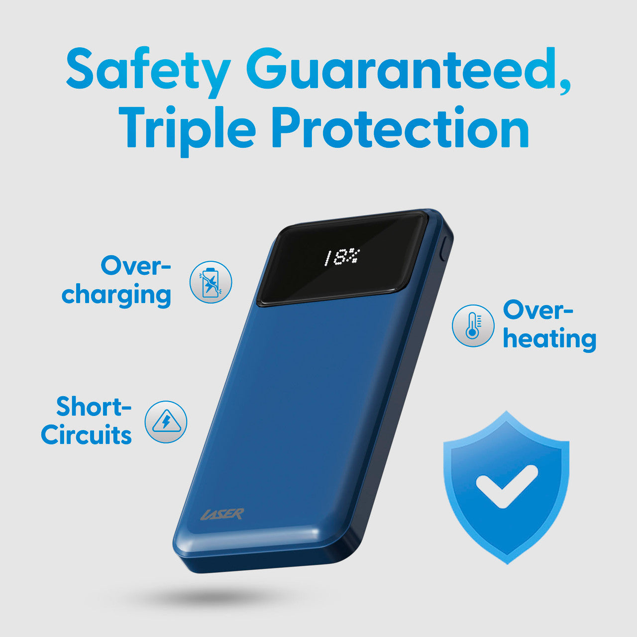 Laser 10000mAh Powerbank 18W PD with LED Navy 5