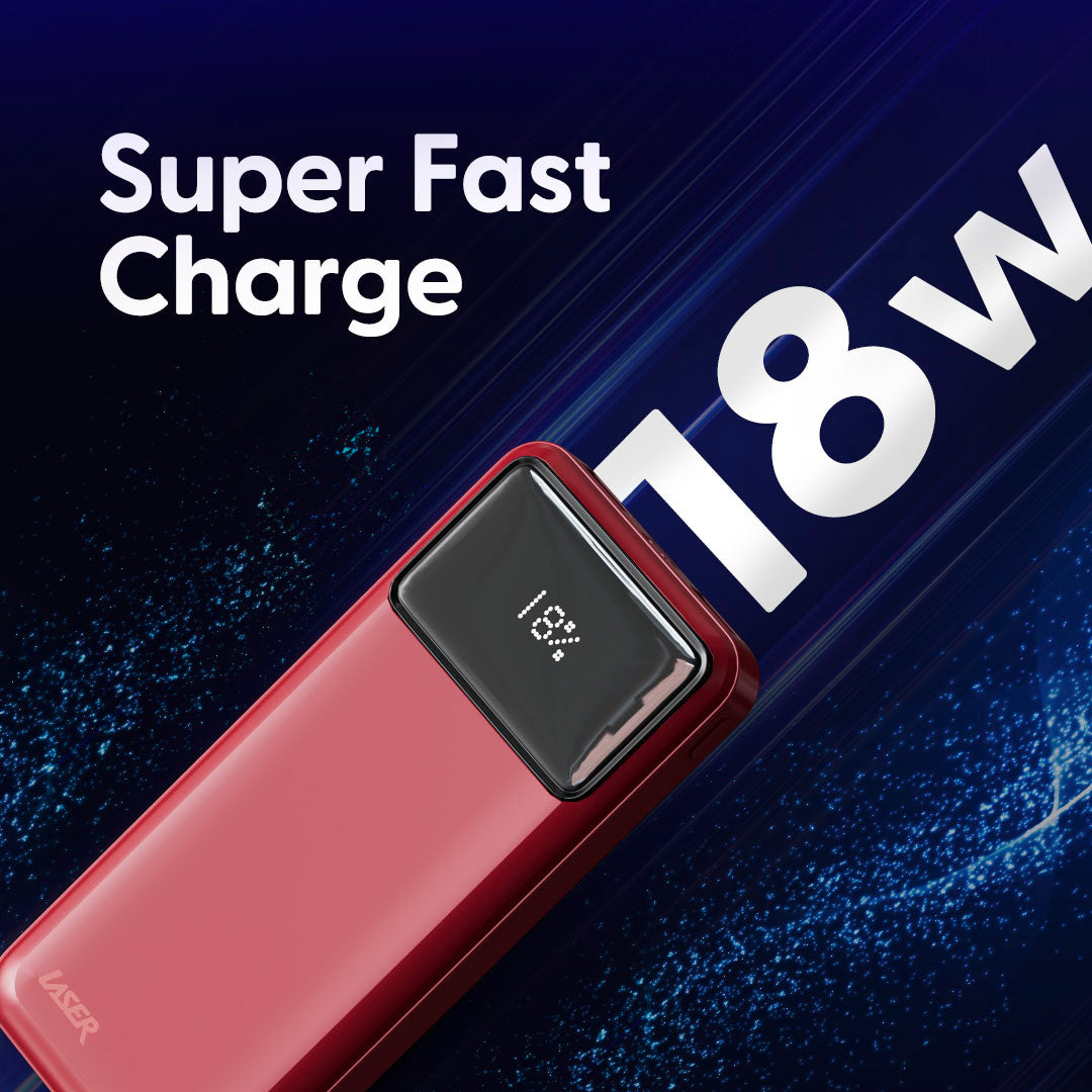 Laser 10000mAh Powerbank 18W PD with LED Indicator Red 5