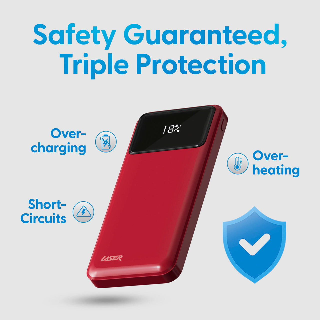 Laser 10000mAh Powerbank 18W PD with LED Indicator Red 6