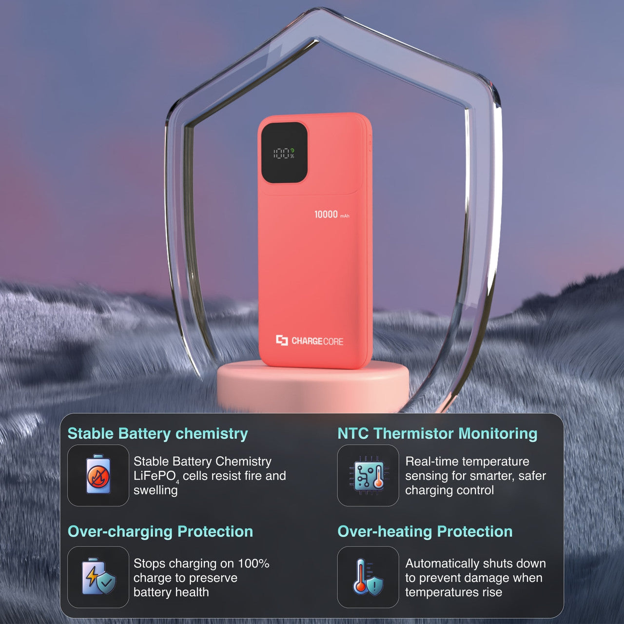 ChargeCore SafeCharge Max 10K - Sunset Coral 5