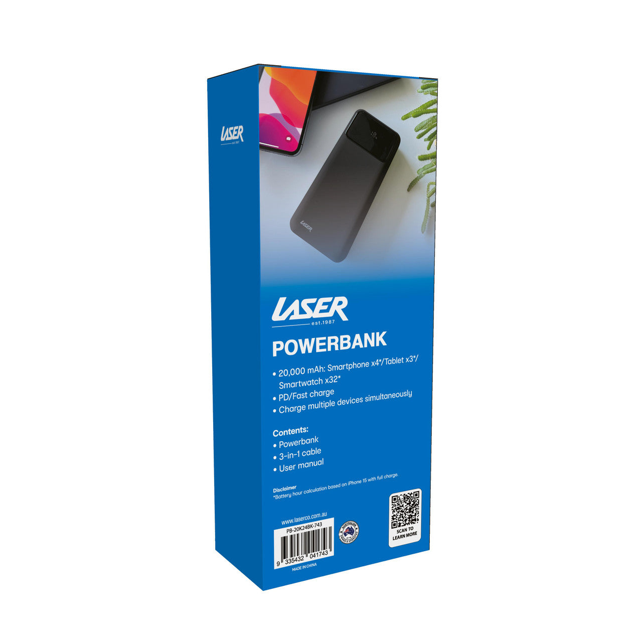 Laser 20000mAh Powerbank 18W PD with LED Black 7