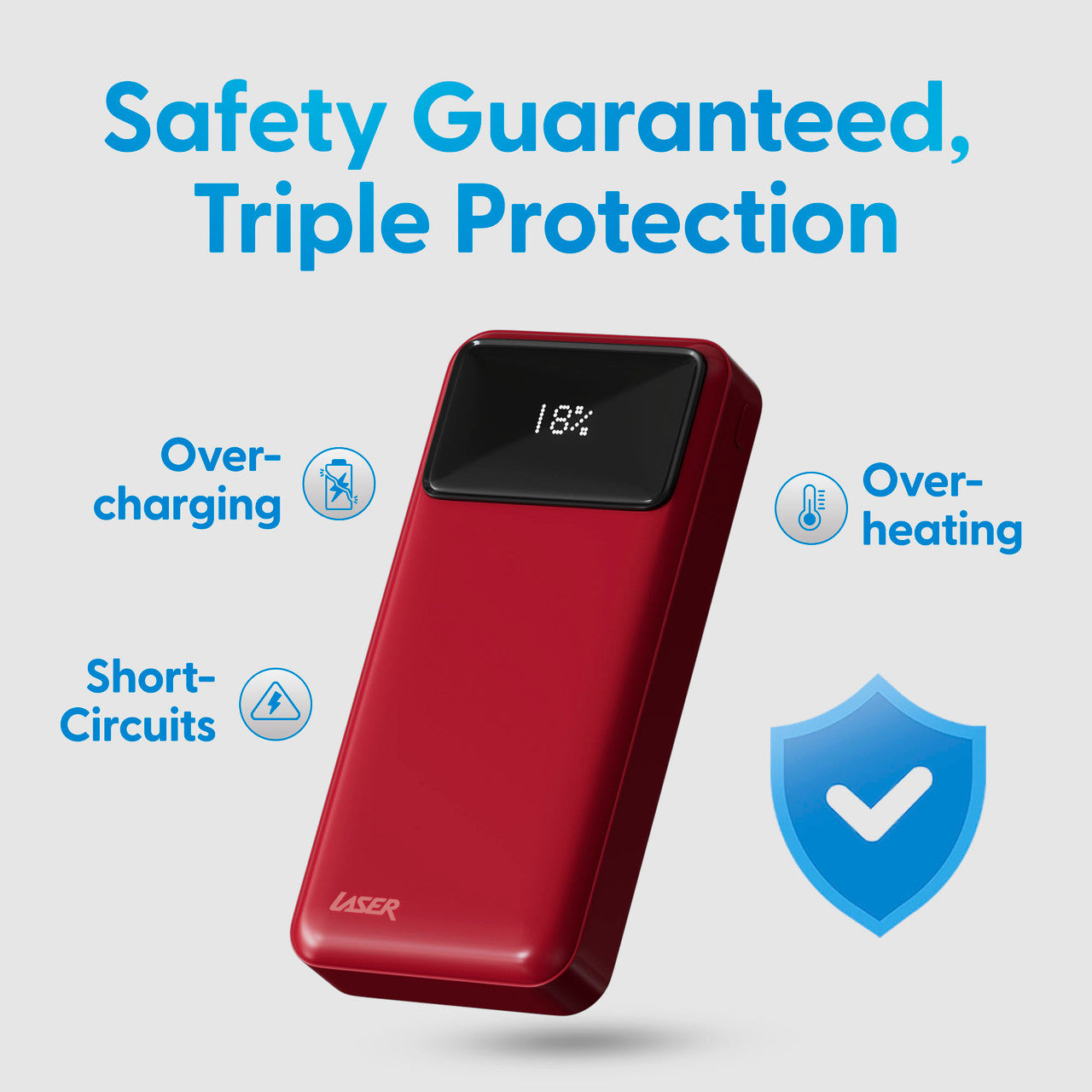 Laser 20000mAh Powerbank 18W PD with LED Red 4