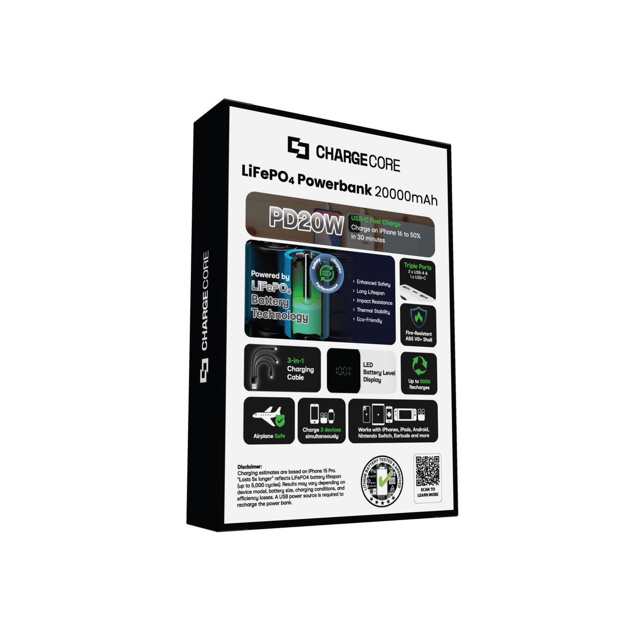 ChargeCore SafeCharge Max 20K - White 8