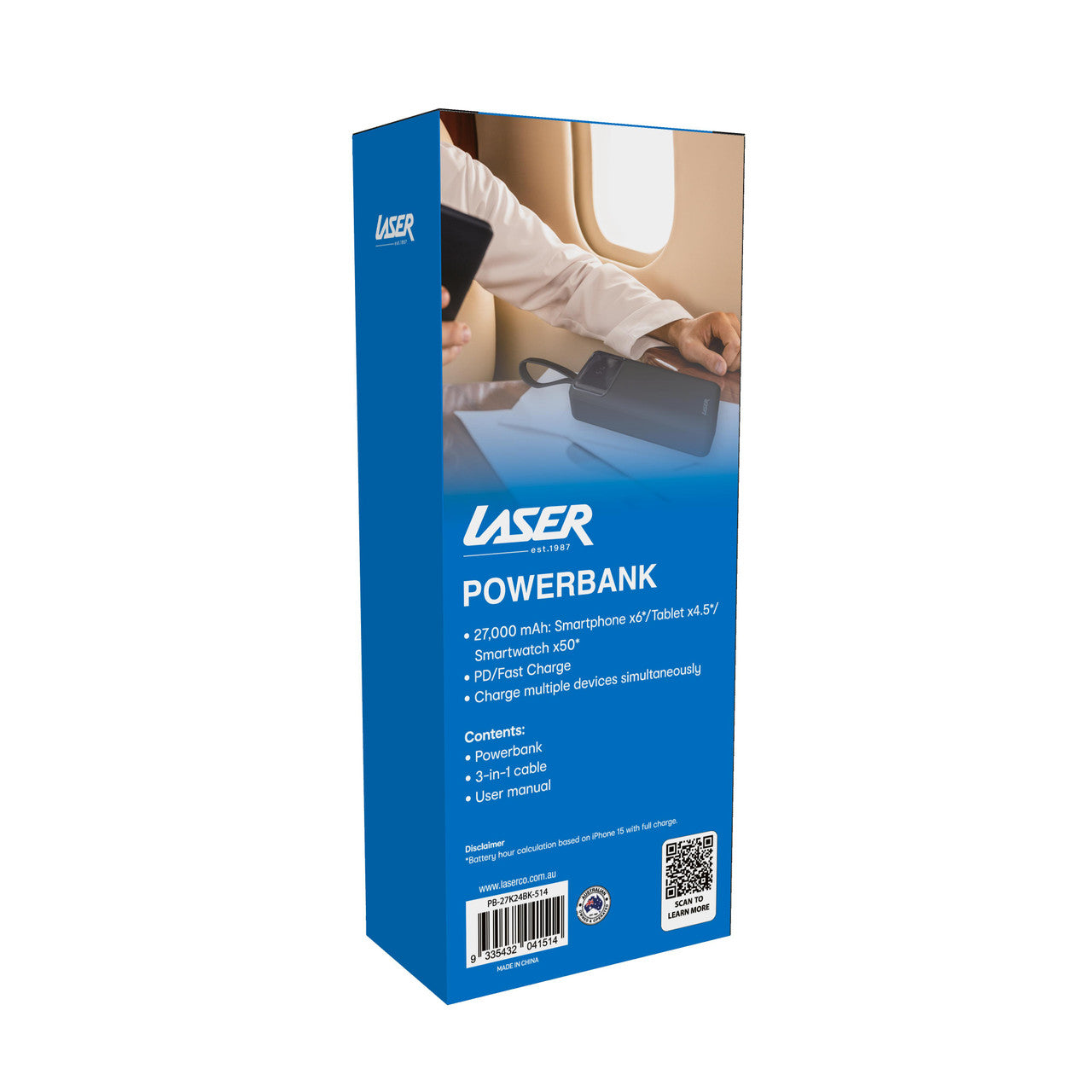 Laser 27000mAh Powerbank 18W PD Black 9