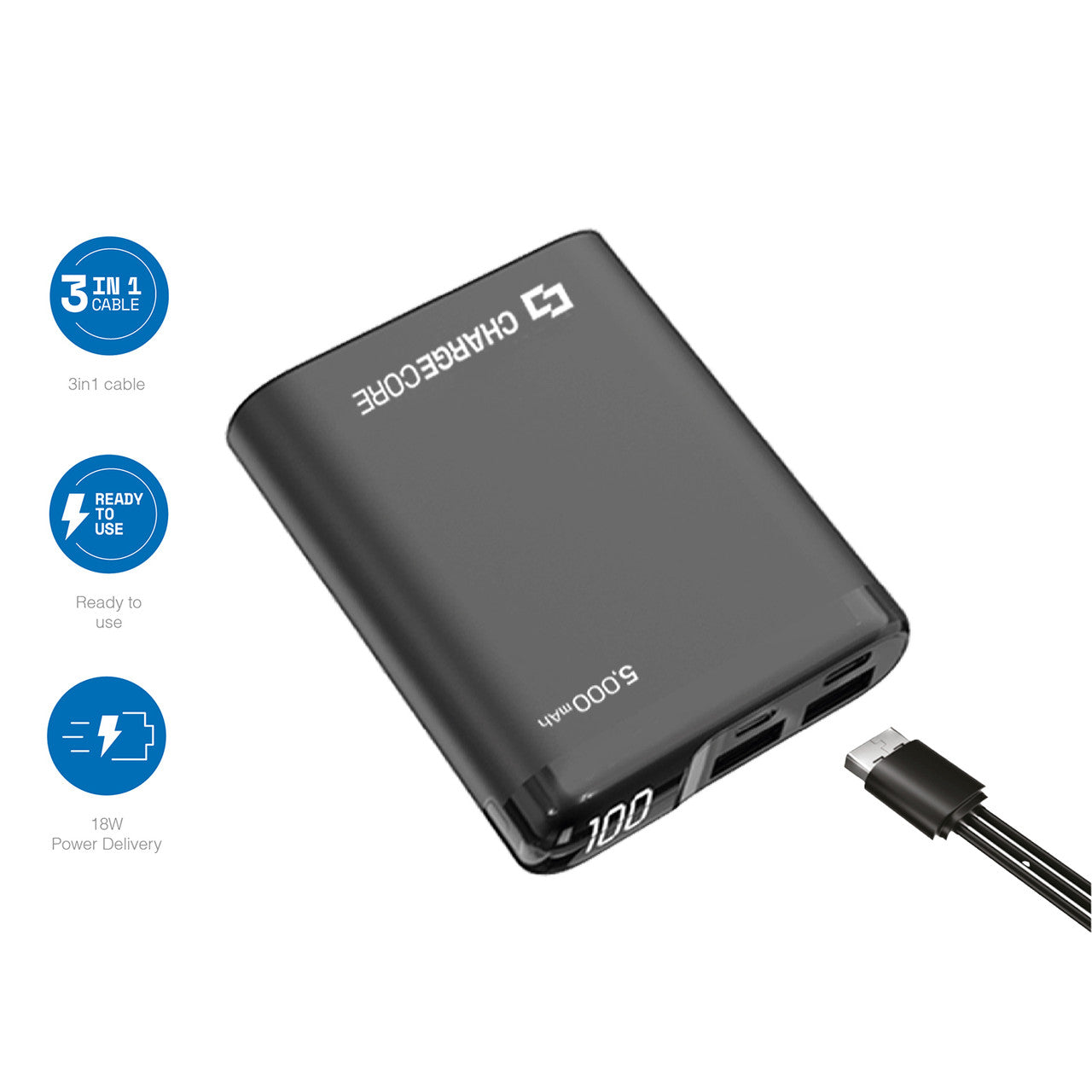 Laser Power Bank 5000mAh with LED Display Black 4