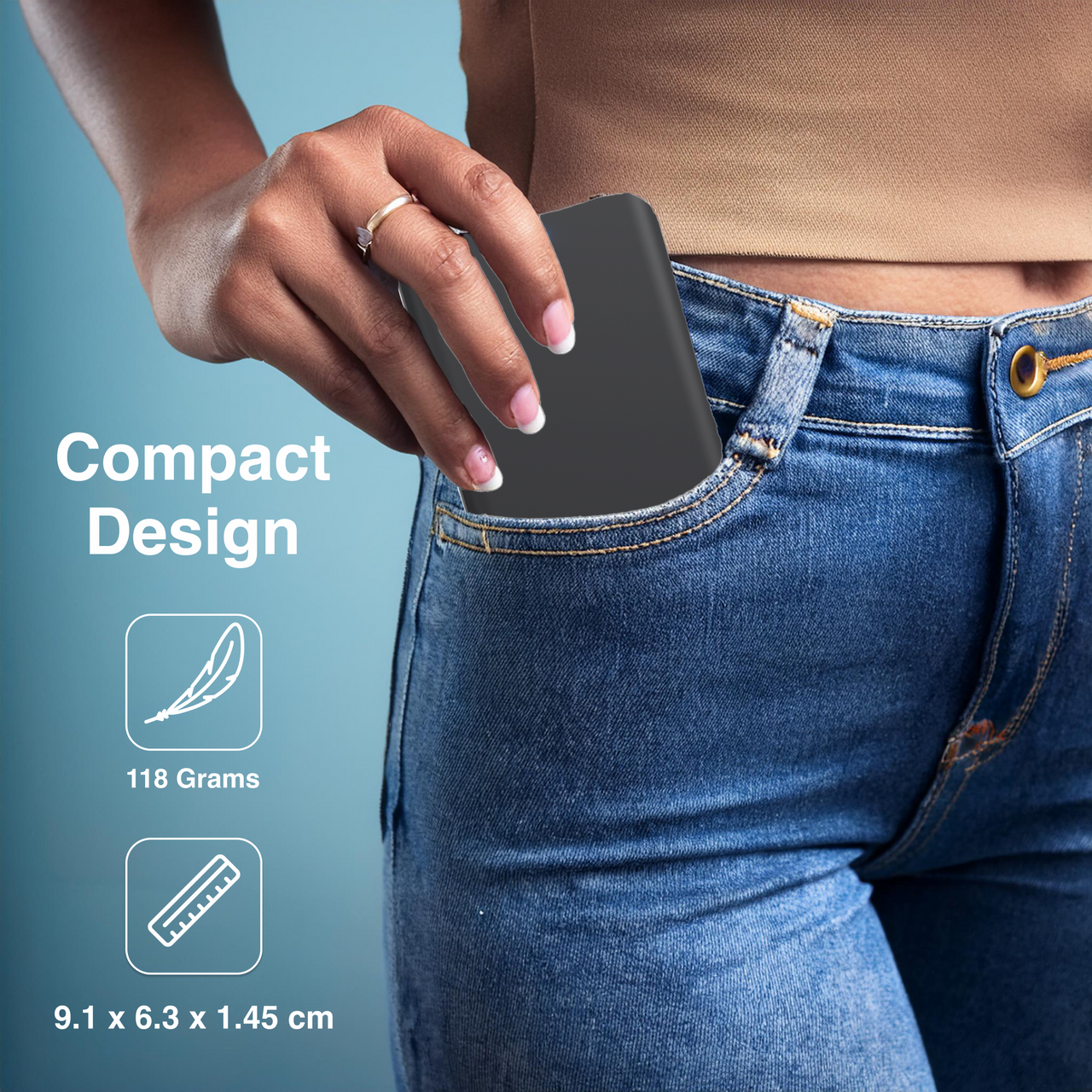 Laser 5000mAh Powerbank Charcoal 8