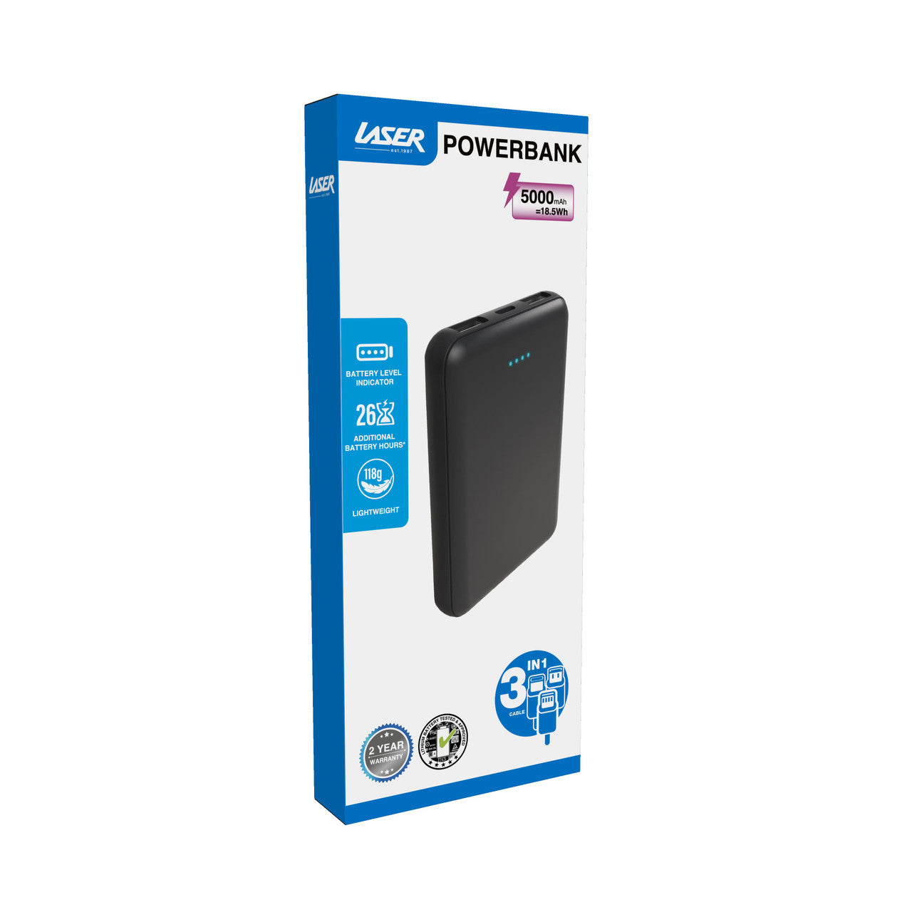 Laser 5000mAh Powerbank Charcoal 11