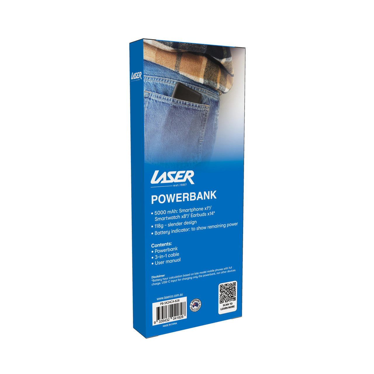 Laser 5000mAh Powerbank Charcoal 12