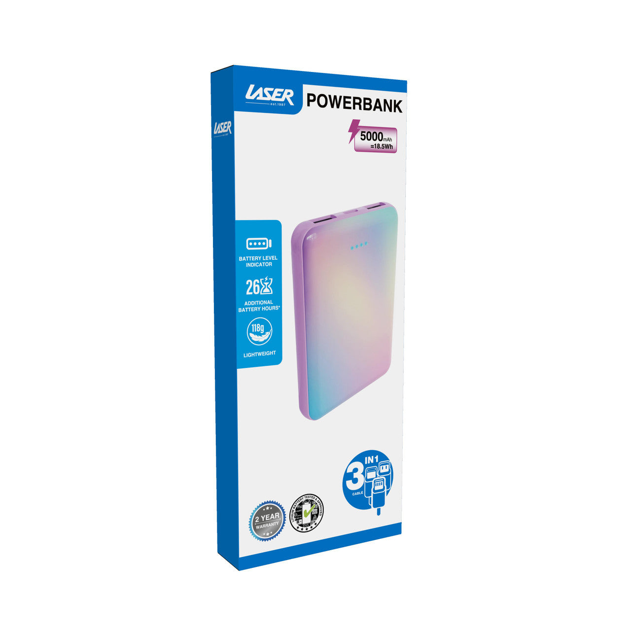 Laser 5000mAh Powerbank Rainbow 12