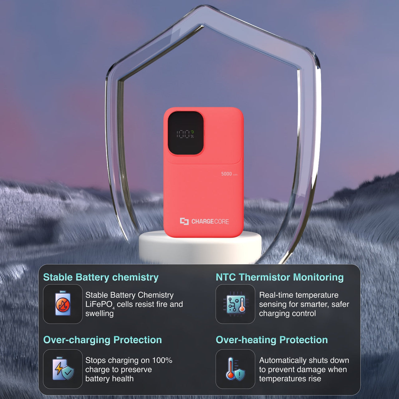 ChargeCore SafeCharge Max 5K - Sunset Coral 7