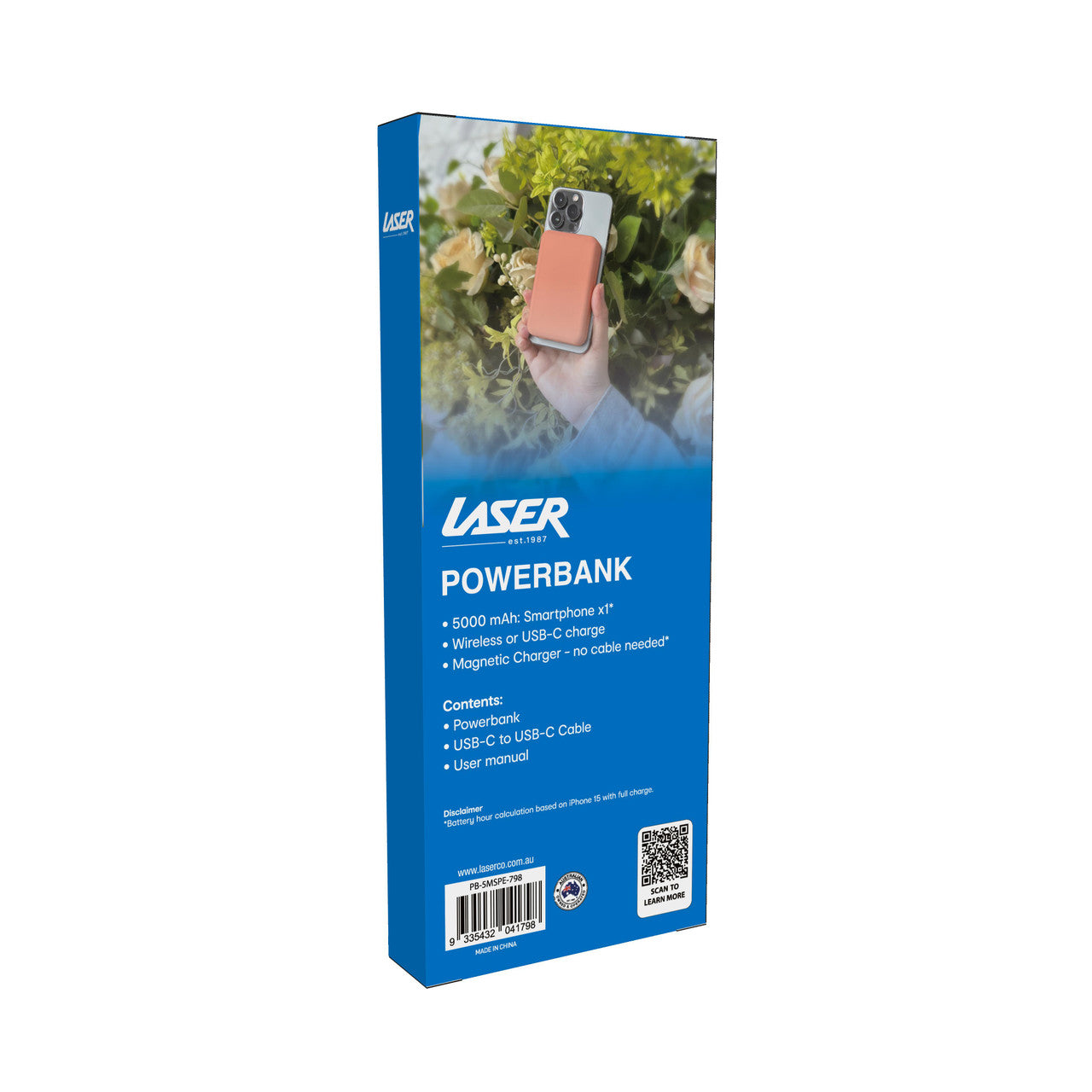 Laser 5000mAh Magnetic Wireless Power Bank Peach 6