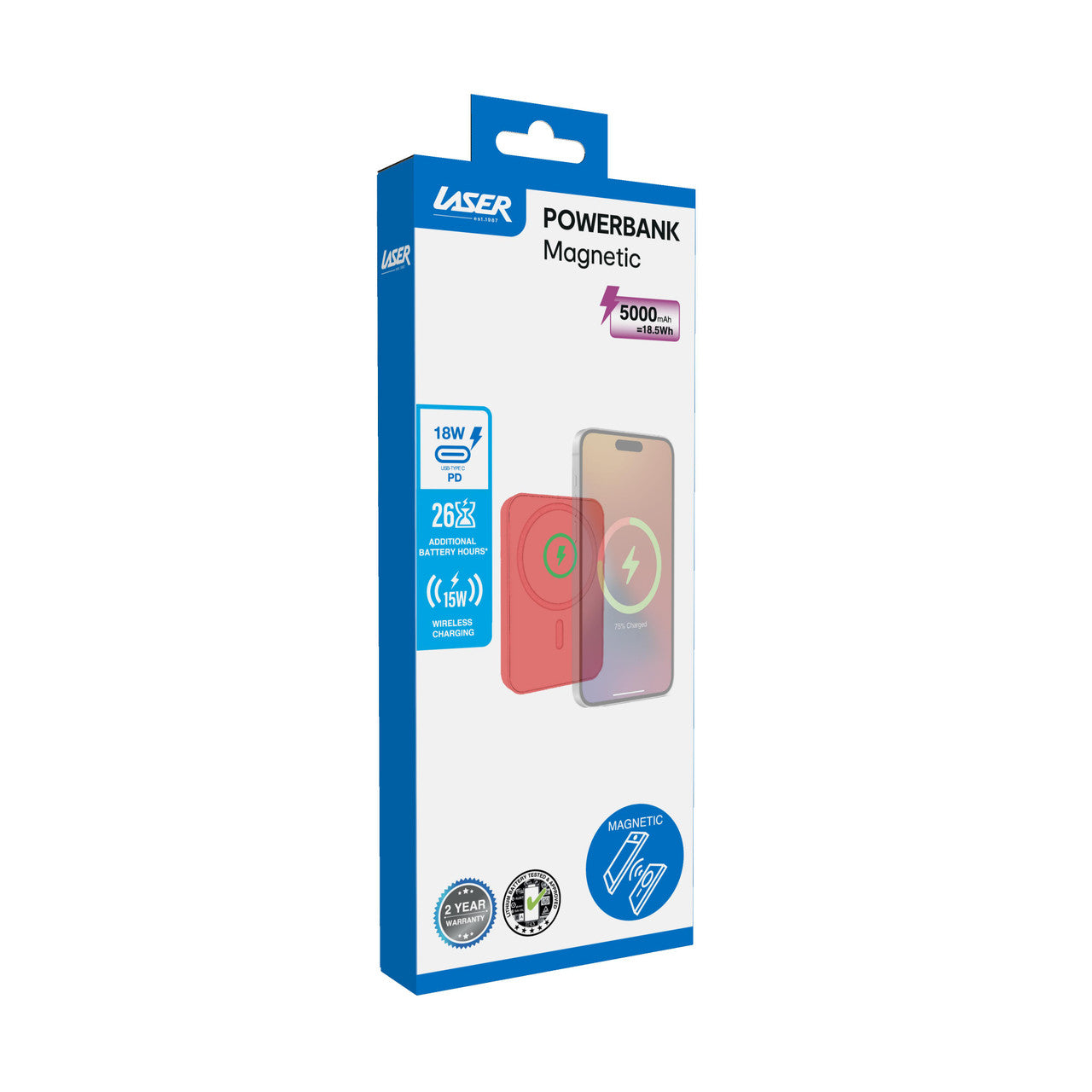 Laser Slim Magnetic 5K Power Bank Sunset Coral 6