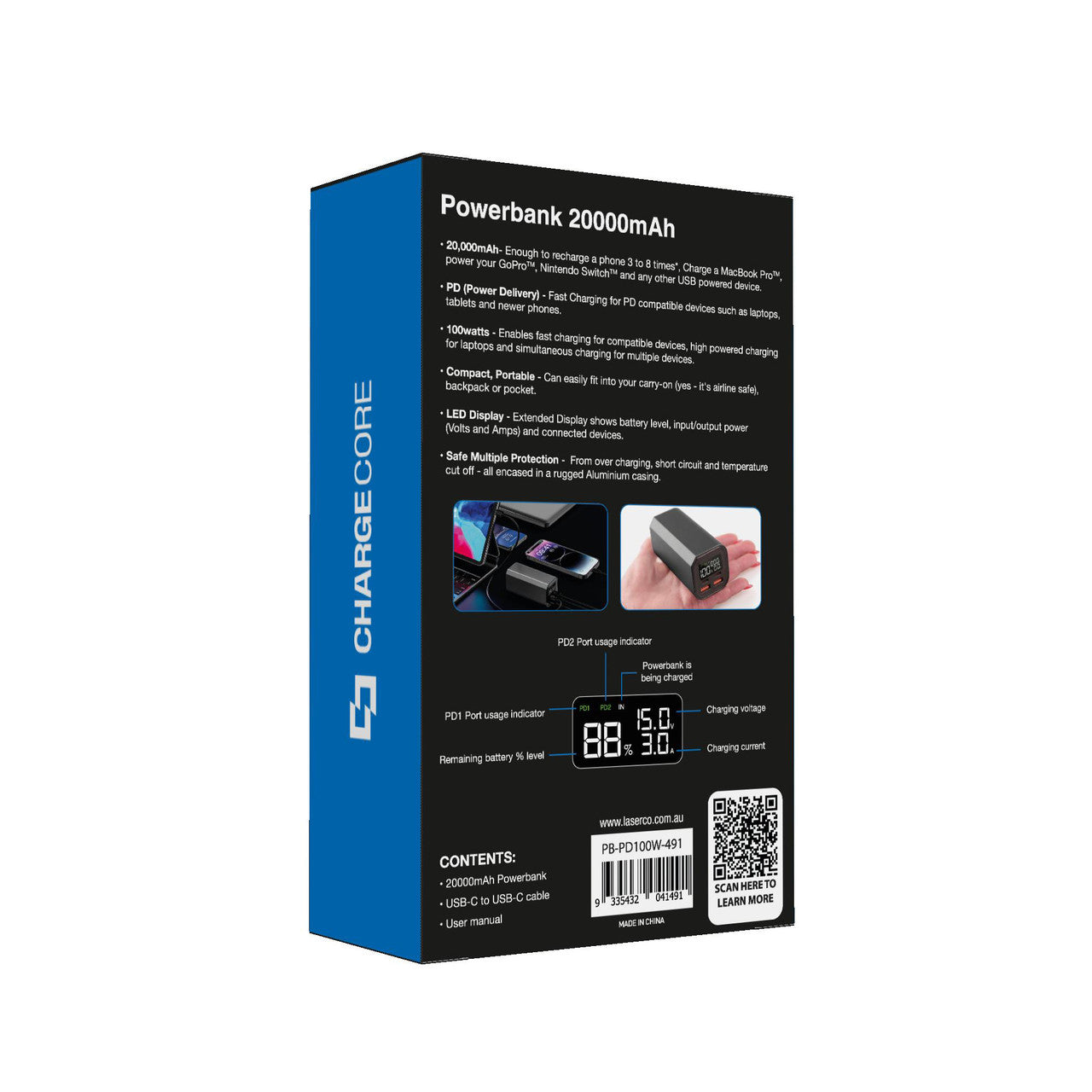 Laser 100W PD 20000mAh Laptop Power Bank Black 8