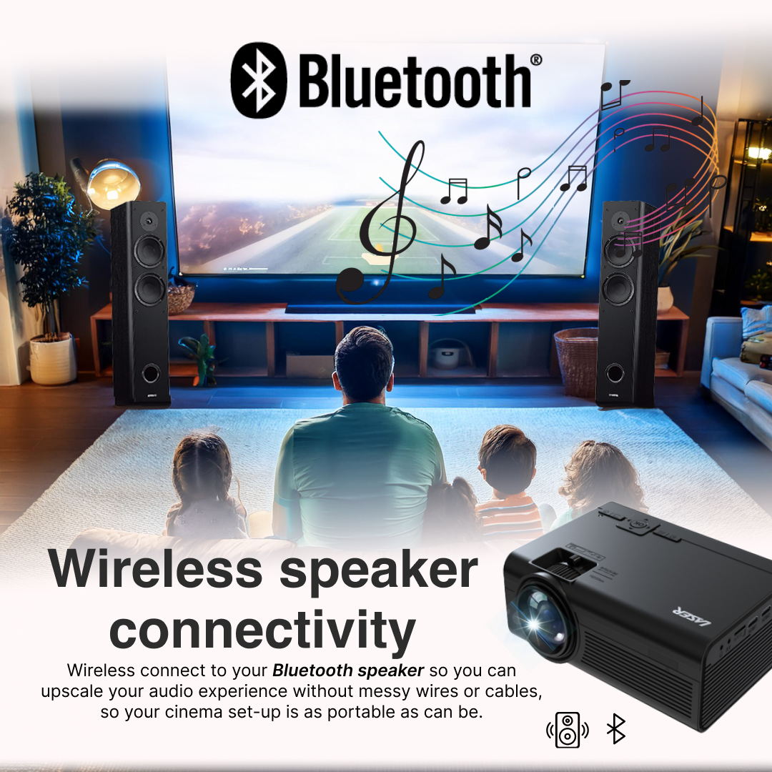 Laser HD Projector with Bluetooth & HDMI 3
