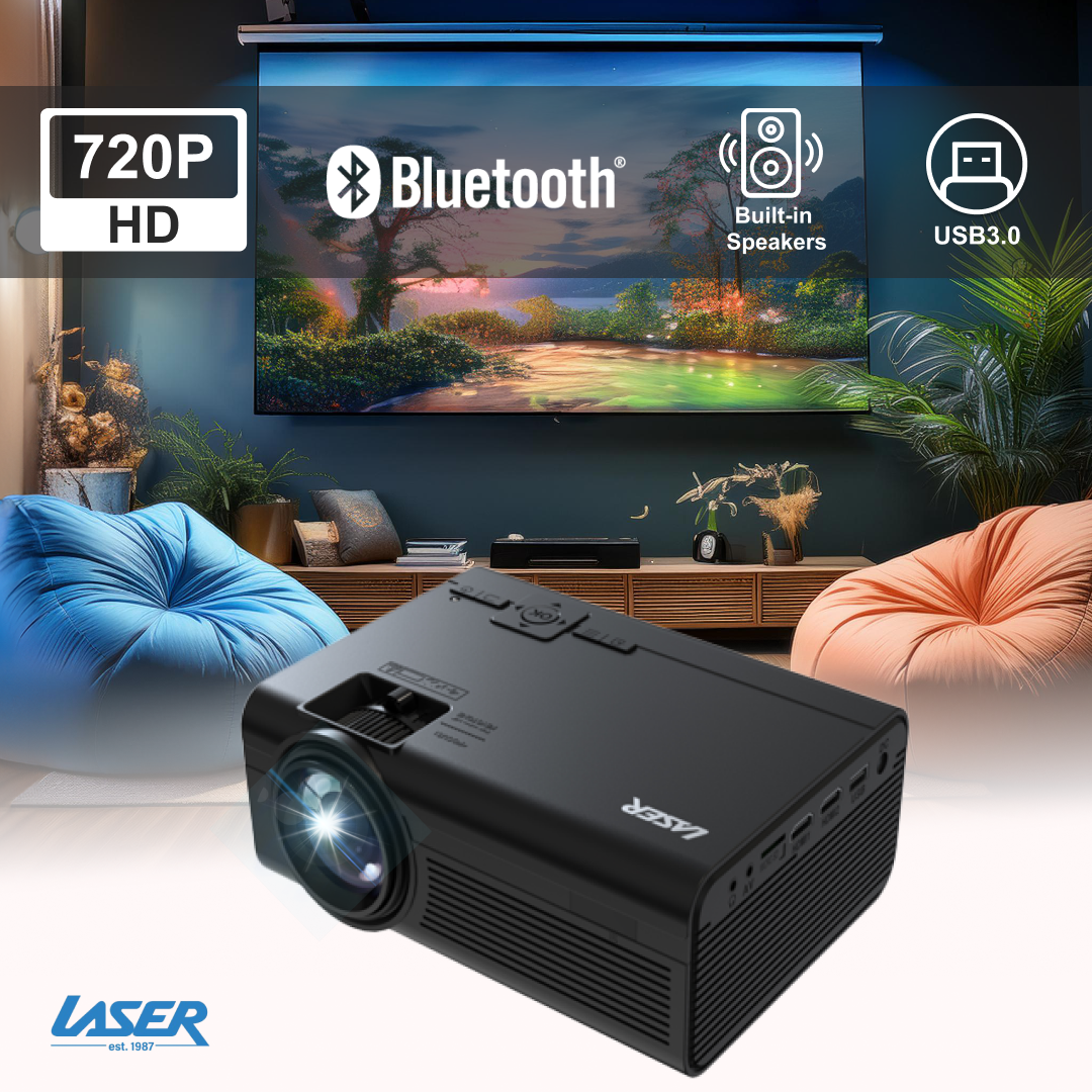 Laser HD Projector with Bluetooth & HDMI 4