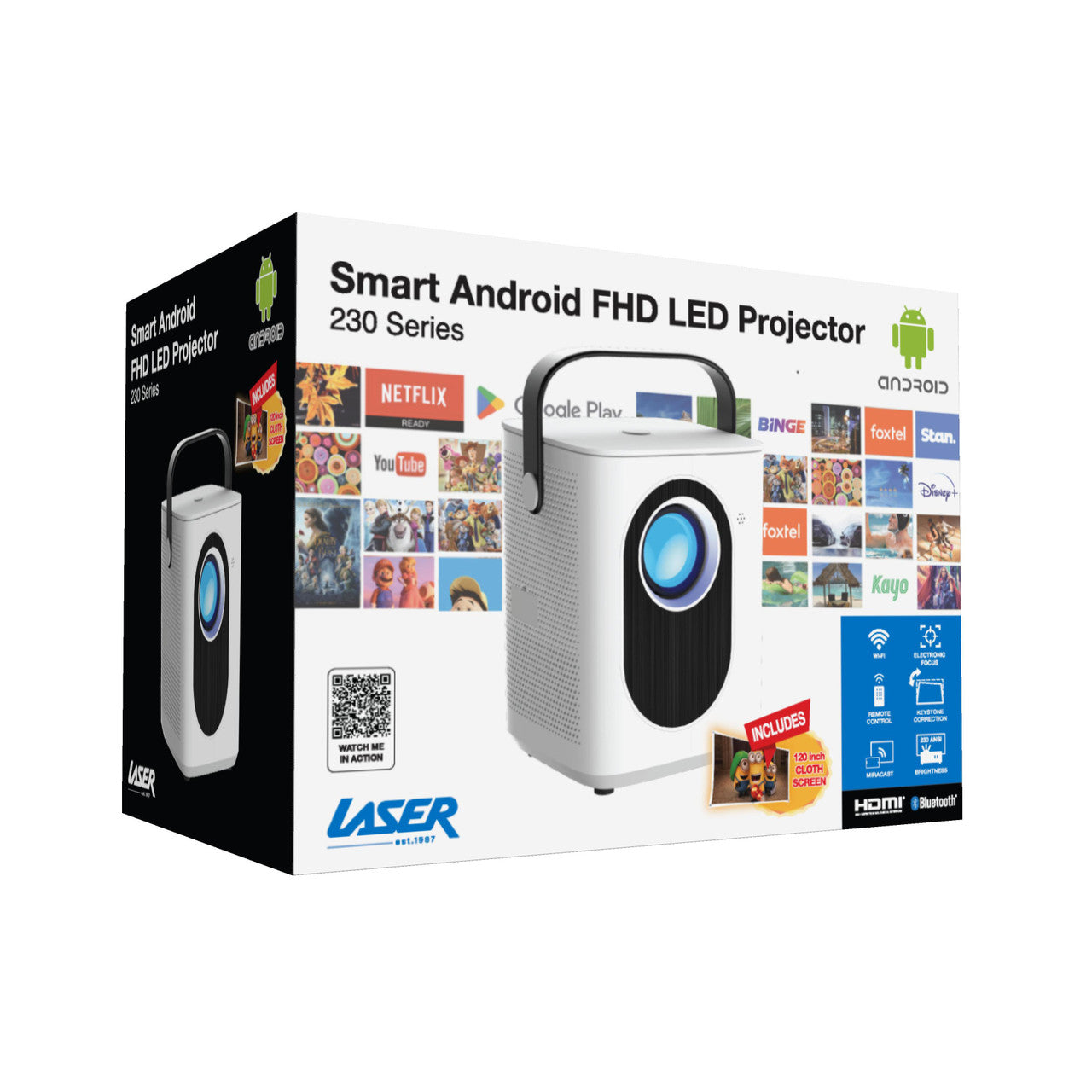 Laser Cube Android Projector with 120in Screen 8