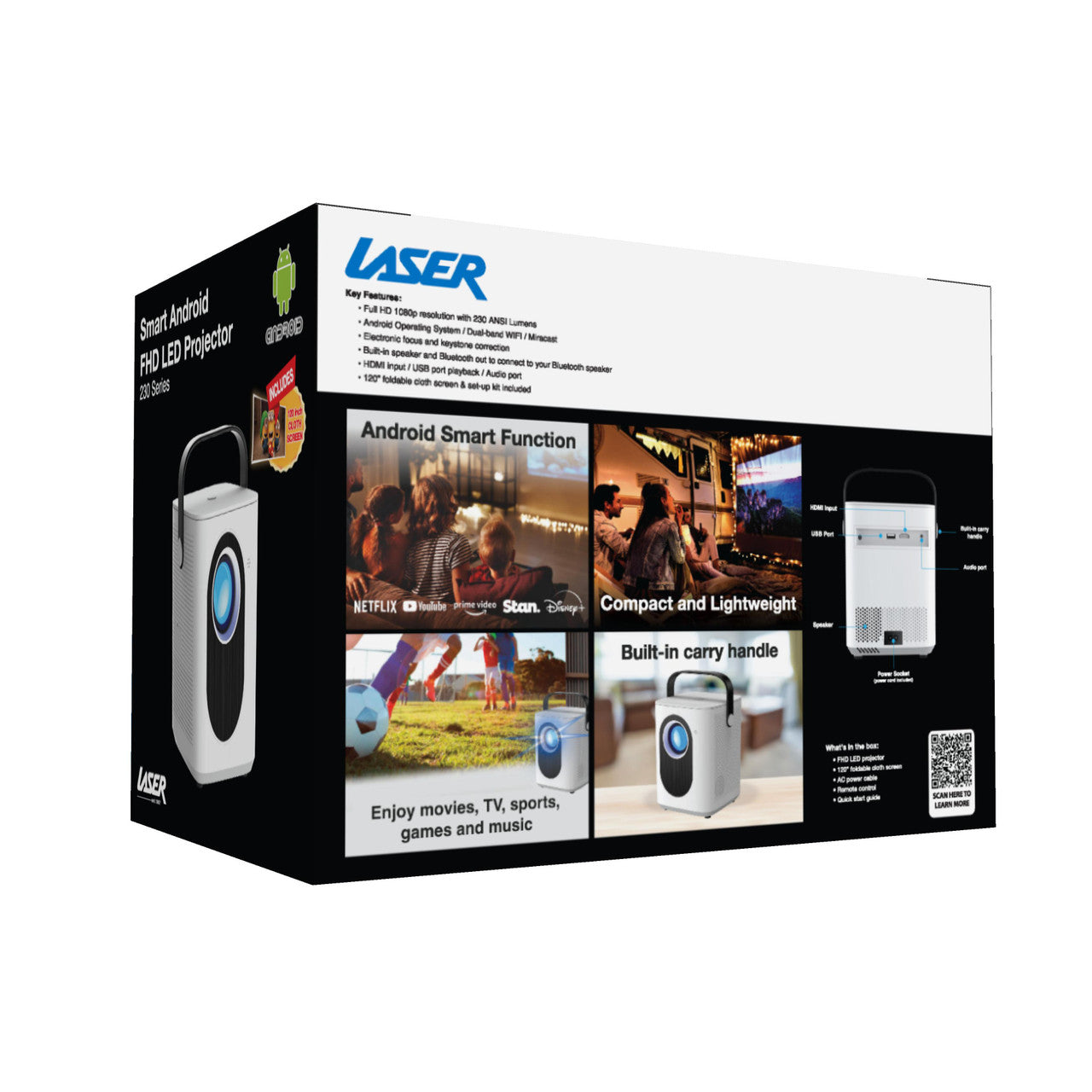 Laser Cube Android Projector with 120in Screen 9