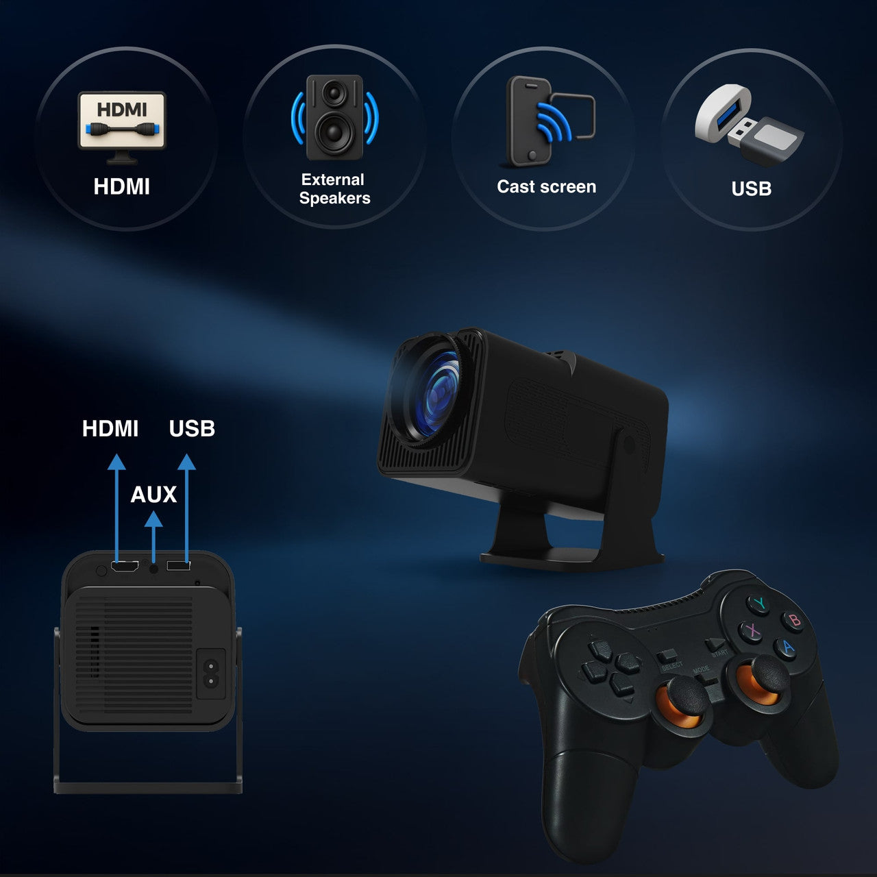 Smart Gaming Projector with 80 Games Dual Controllers 8