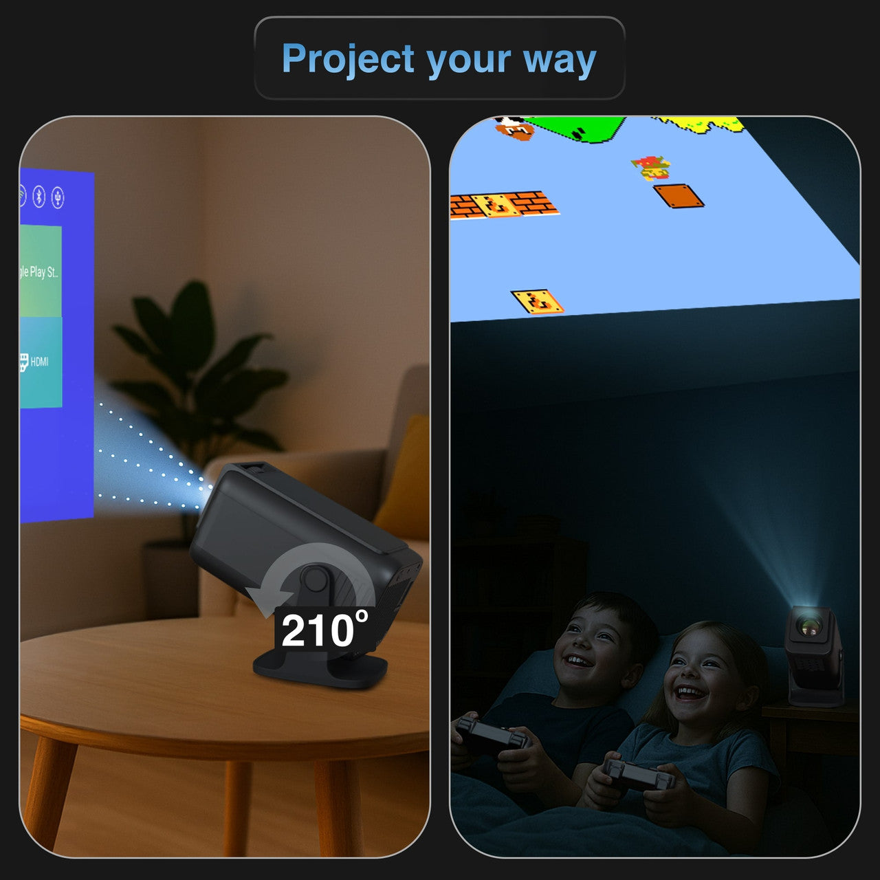 Smart Gaming Projector with 80 Games Dual Controllers 10