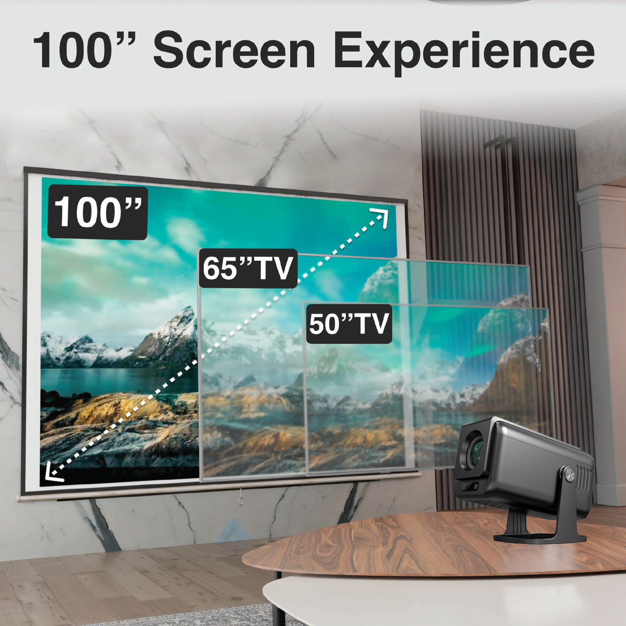 Laser 1080p Android Multi-Angle LED Projector Black 4
