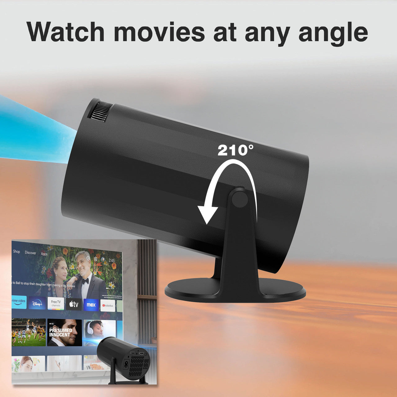 Laser Multi Angle Android LED Projector Black 4