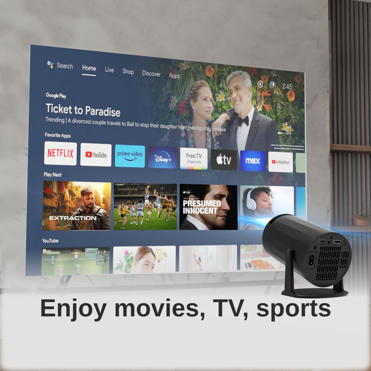 Laser Multi Angle Android LED Projector Black 5