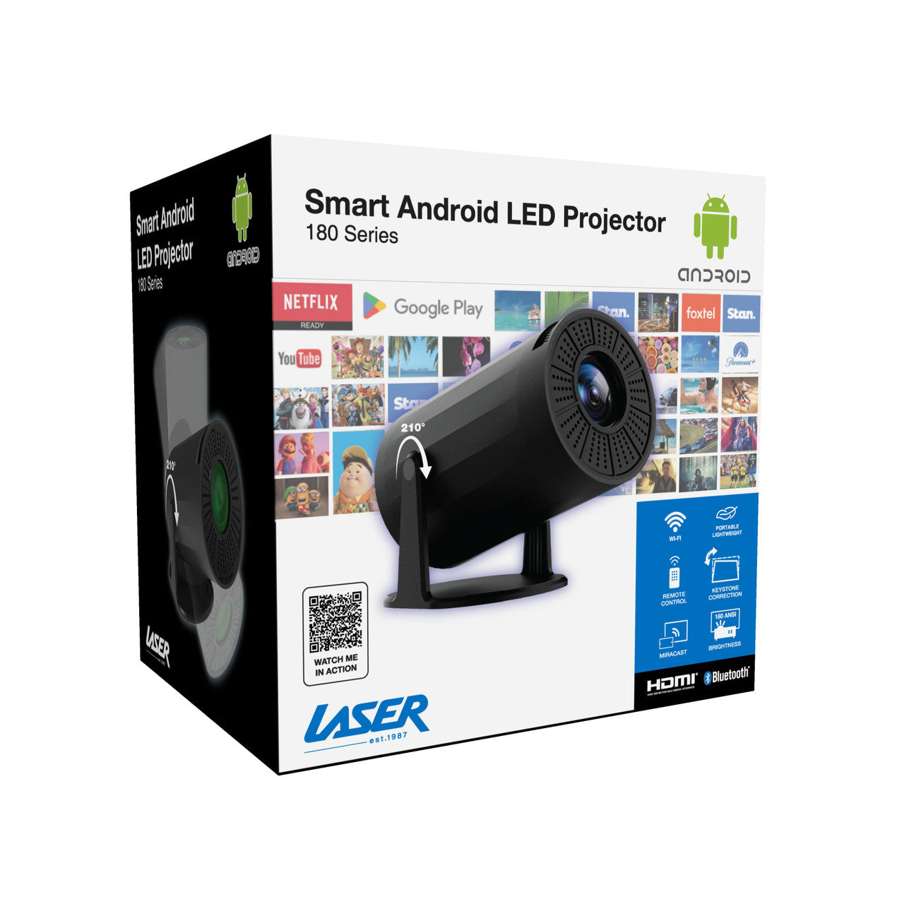 Laser Multi Angle Android LED Projector Black 7