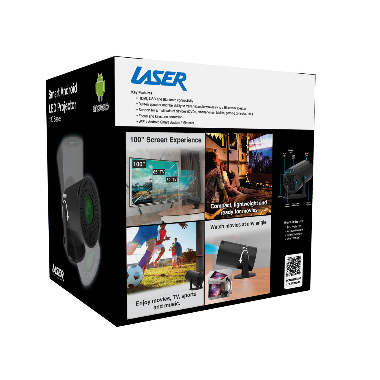 Laser Multi Angle Android LED Projector Black 8