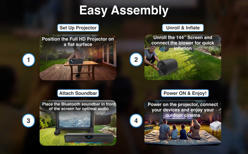 Laser Outdoor Cinema: Full HD Projector, 144" Screen & Soundbar 4