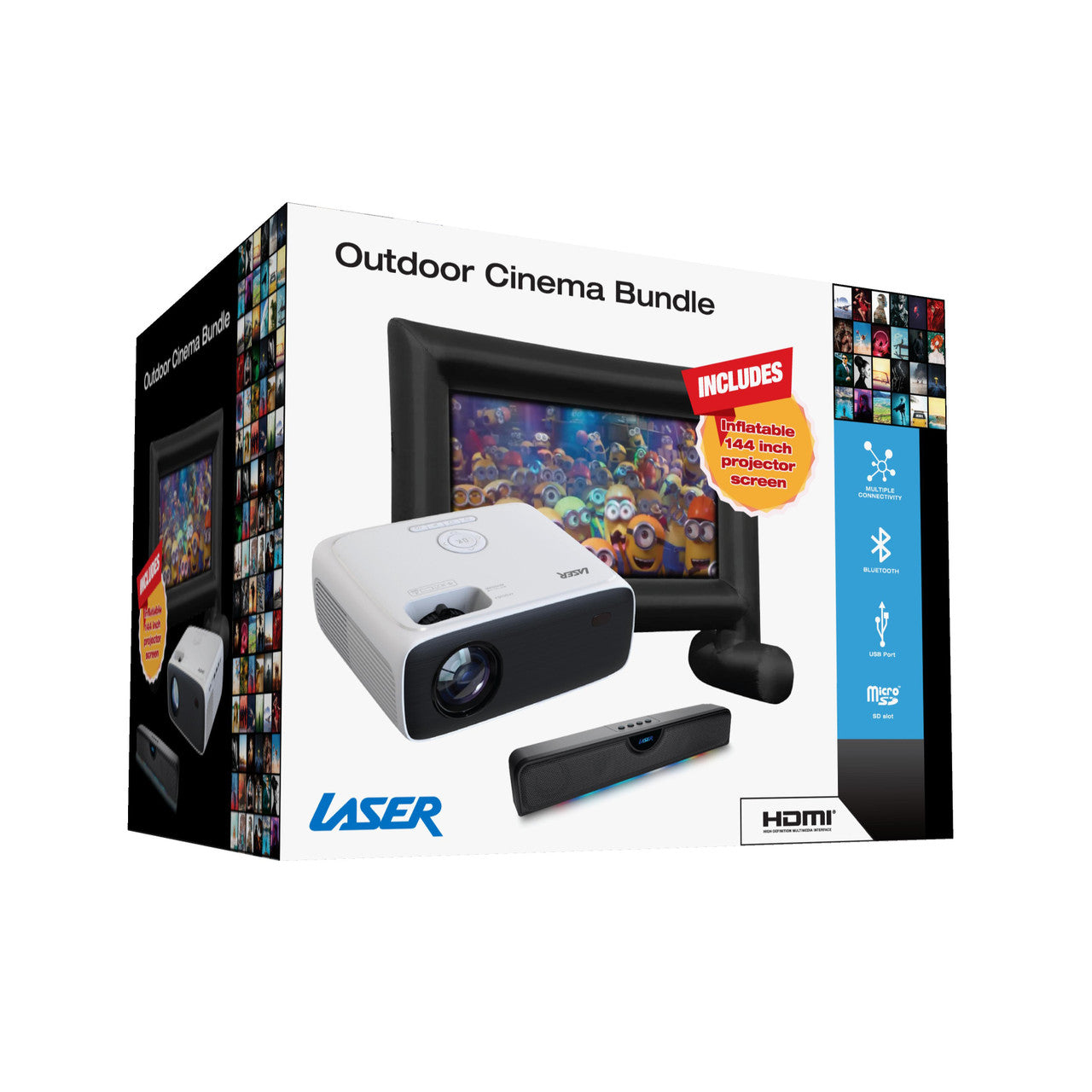 Laser Outdoor Cinema: Full HD Projector, 144" Screen & Soundbar 7