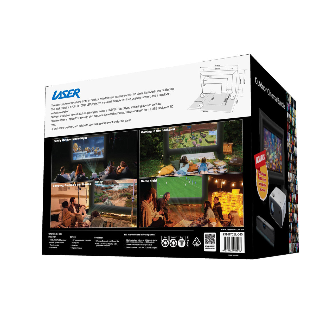 Laser Outdoor Cinema: Full HD Projector, 144" Screen & Soundbar 8