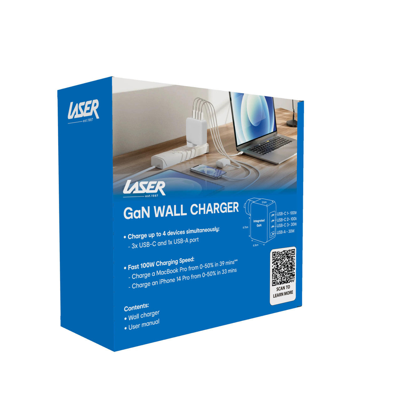 Laser 100W GaN USB-C and USB-A Wall Charger 8