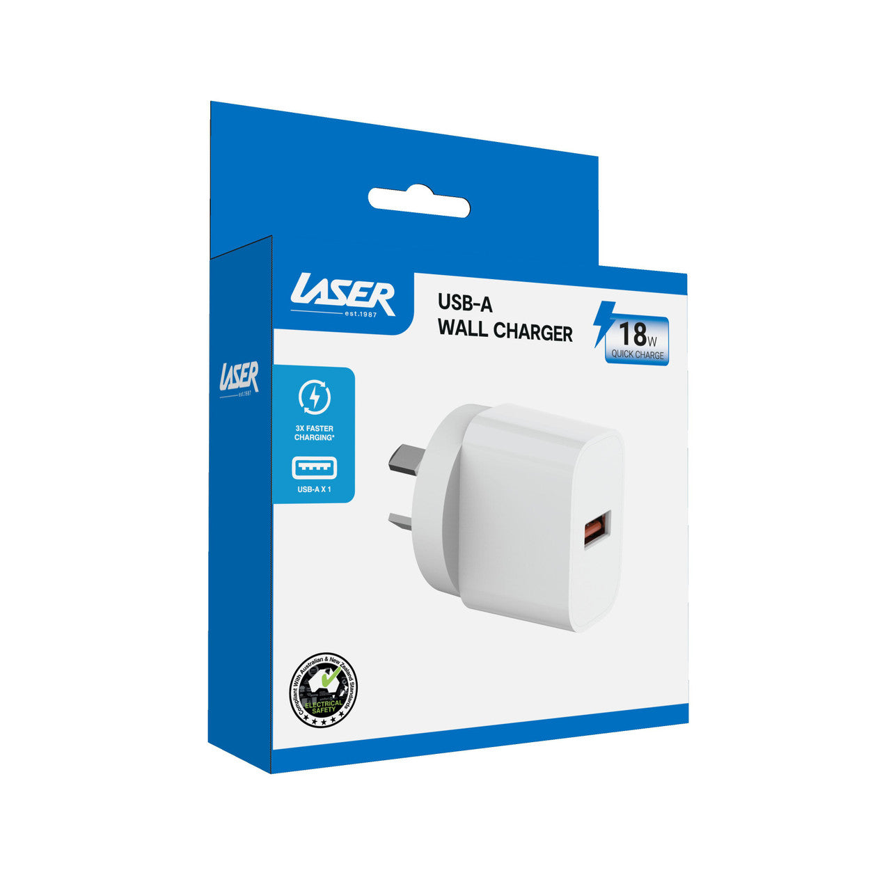 Laser USB-A 18W QC3 Wall Charger White 3