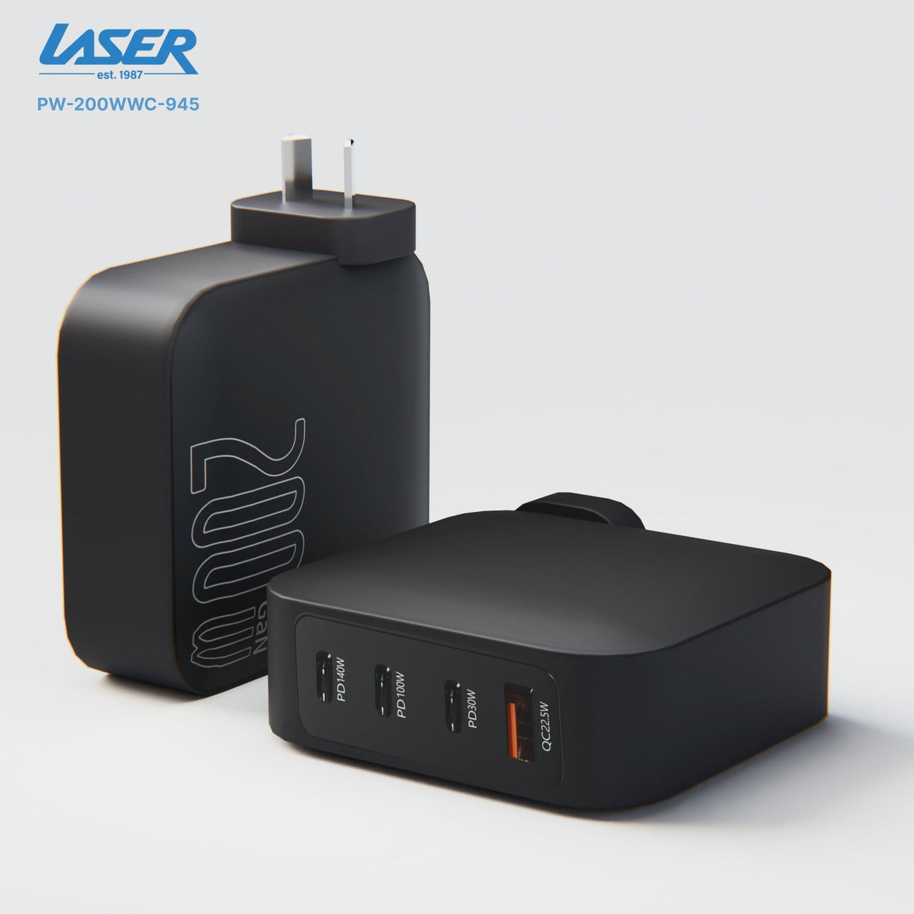 Laser PD3.0 200W GaN Wall Charger Black 10