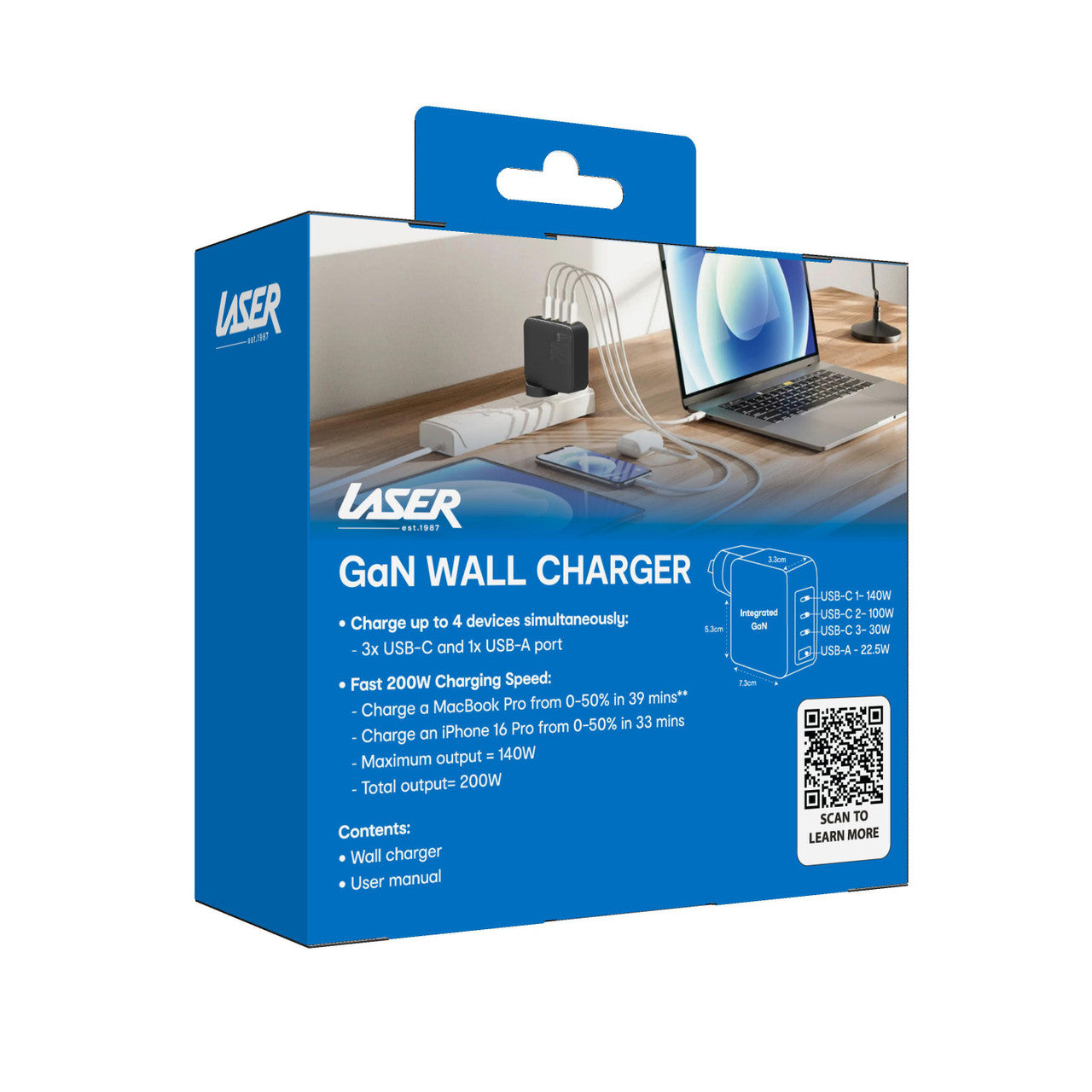 Laser PD3.0 200W GaN Wall Charger Black 13