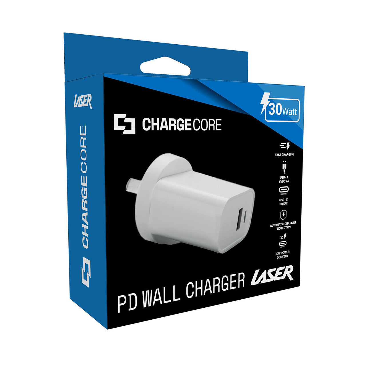 Laser ChargeCore USB-C 30W Dual PD Wall charger 9