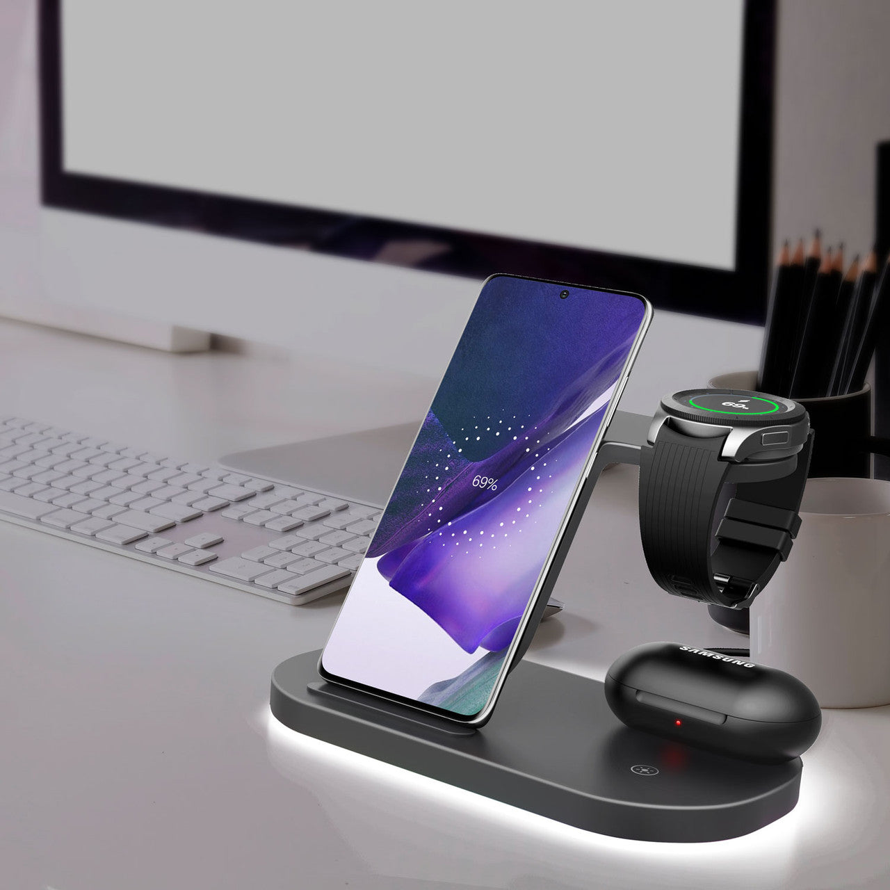 Laser 3 in 1 Wireless Charging Station Black 3