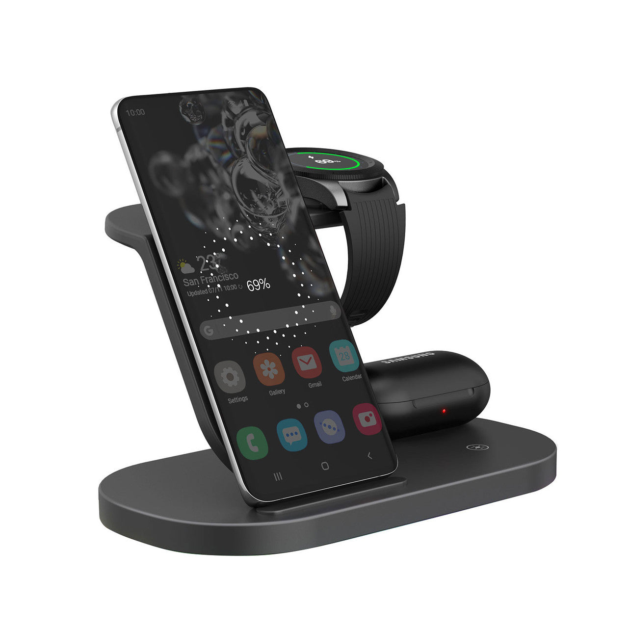 Laser 3 in 1 Wireless Charging Station Black 4