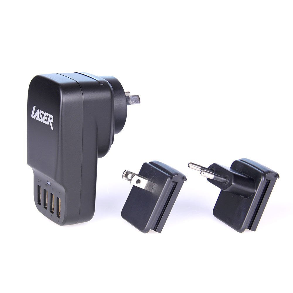Laser 4-Port USB Travel Charger with Global Adapters 3