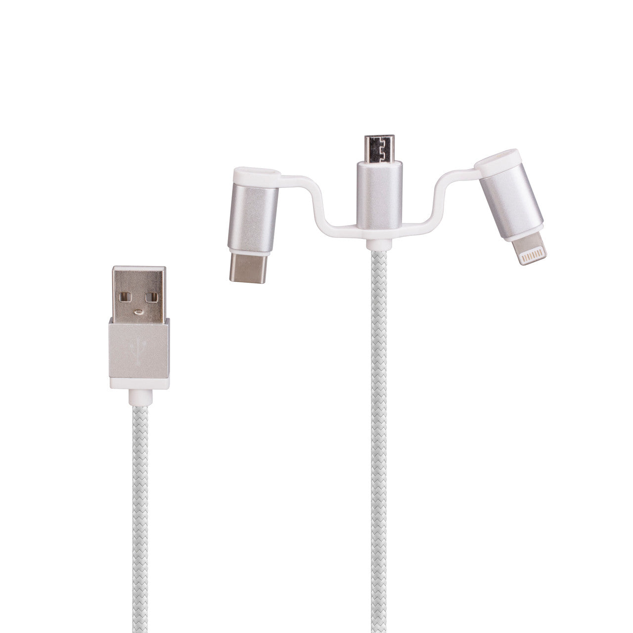 Laser Dual USB AC Charger 2.4A with 3-in-1 Cable White 6