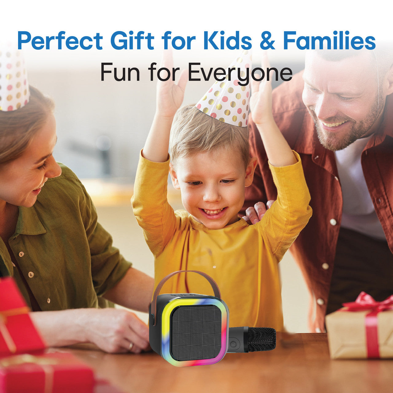 Laser Mini Karaoke Speaker with 2 Wireless Mics - Black 5