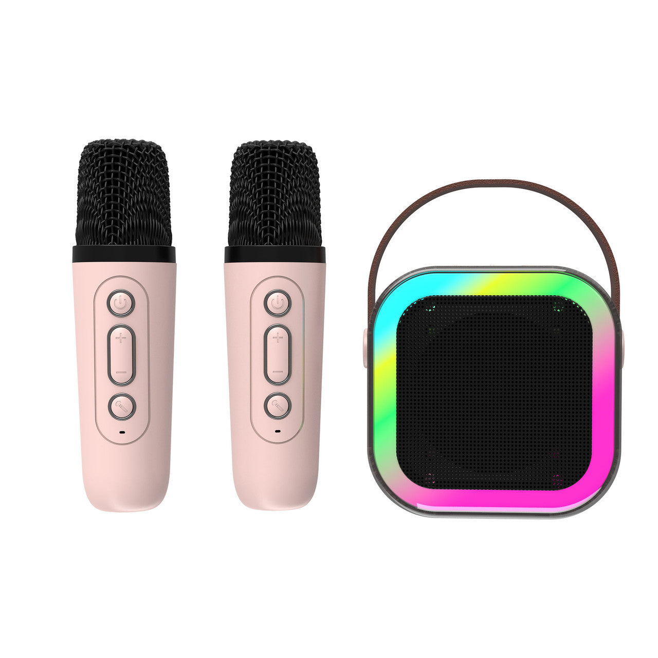 Laser Mini Karaoke Speaker with 2 Wireless Mics - Pink 9