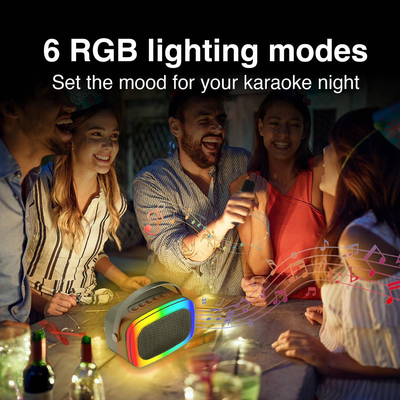 Laser Karaoke RGB Speaker with 2 Wireless Mics 4