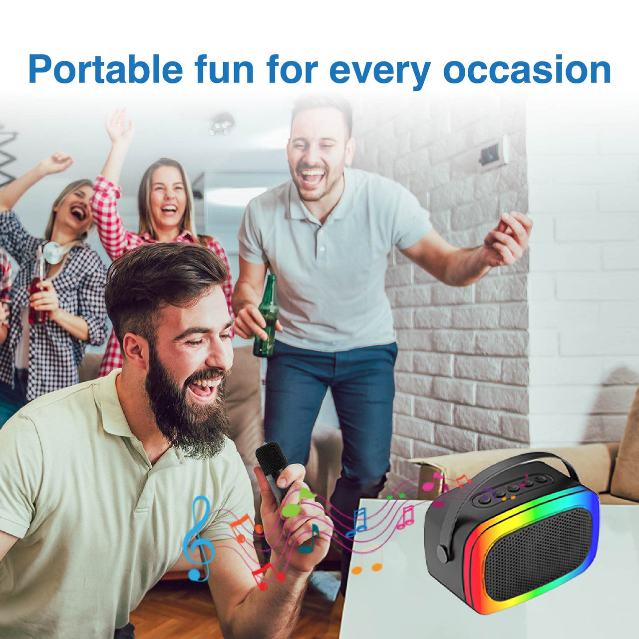 Laser Karaoke RGB Speaker with 2 Wireless Mics 5