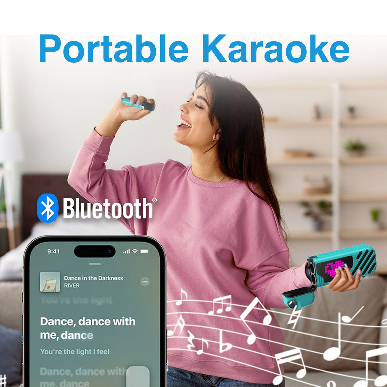 Laser LED Karaoke with 2 Mics Aquatic Awe 5