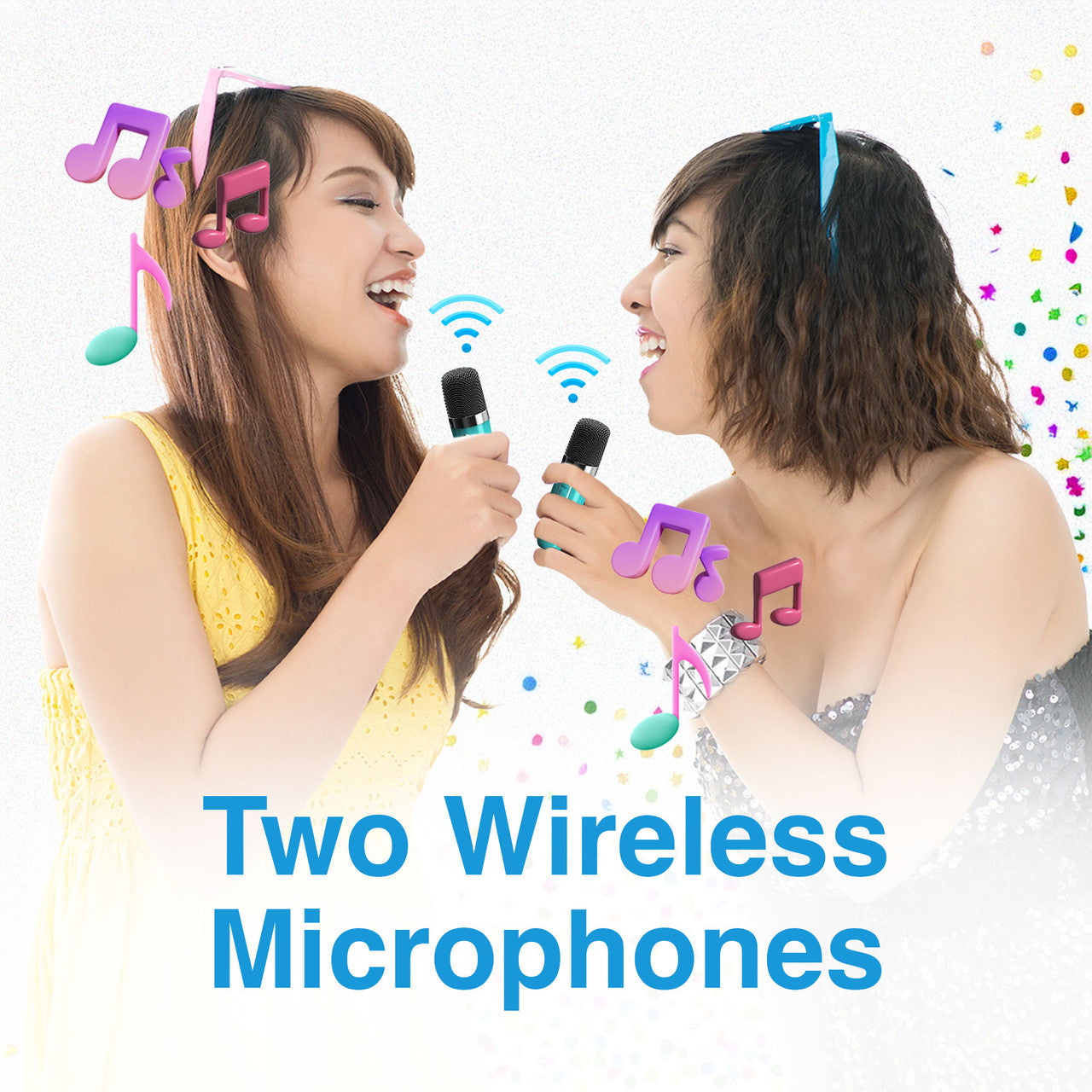 Laser LED Karaoke with 2 Mics Aquatic Awe 8