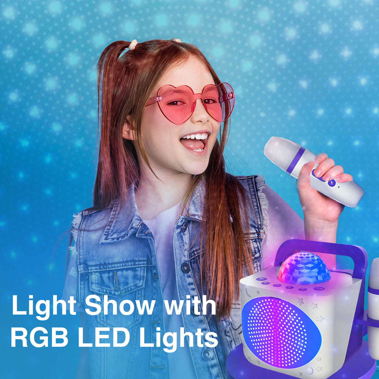 Laser Kids Disco Karaoke with Two Mics White 3