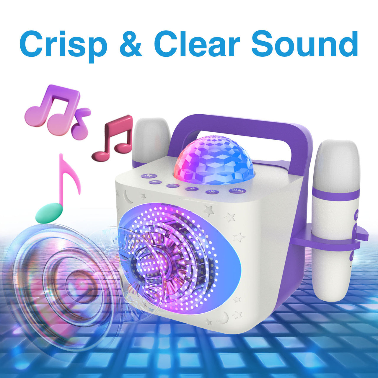 Laser Kids Disco Karaoke with Two Mics White 6