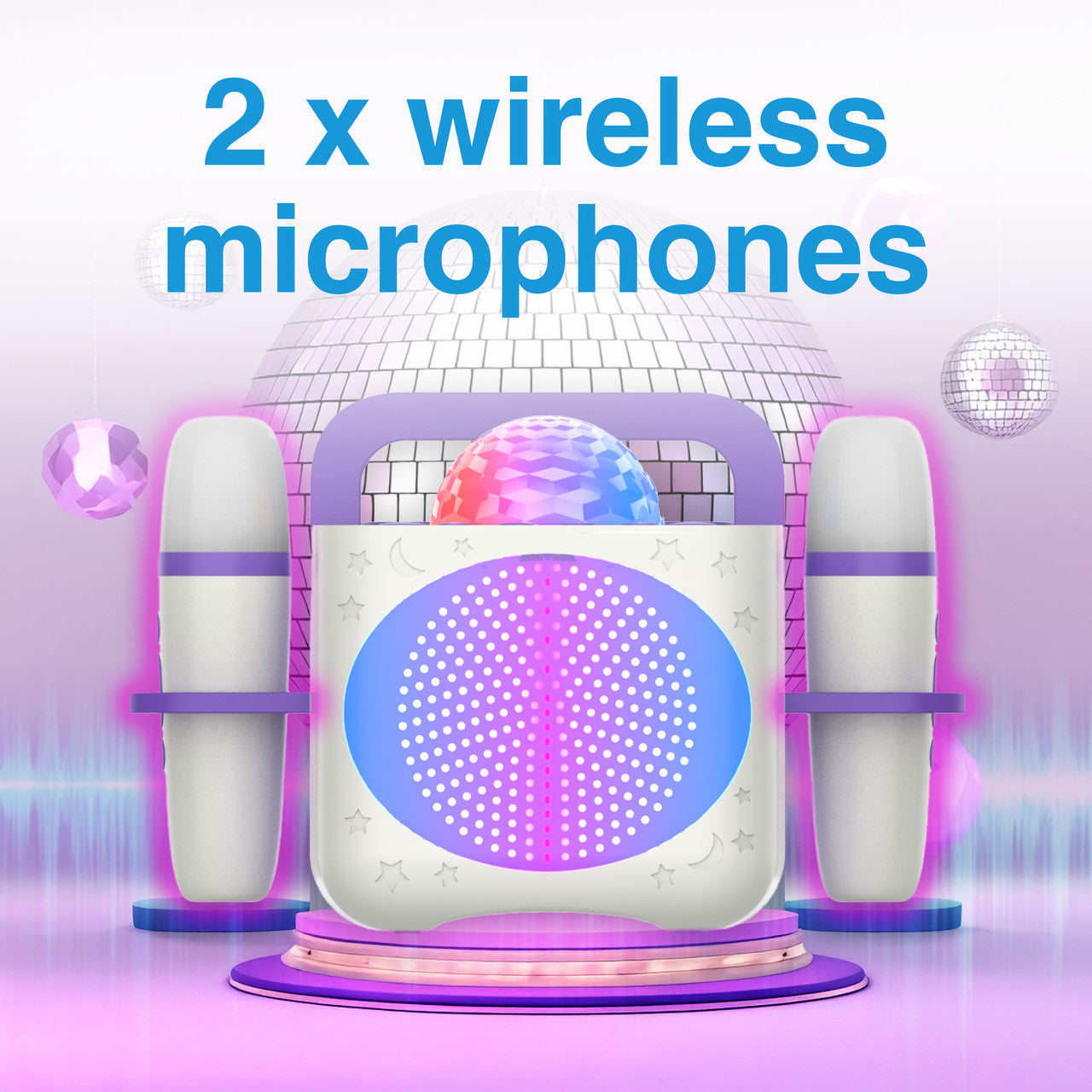 Laser Kids Disco Karaoke with Two Mics White 7